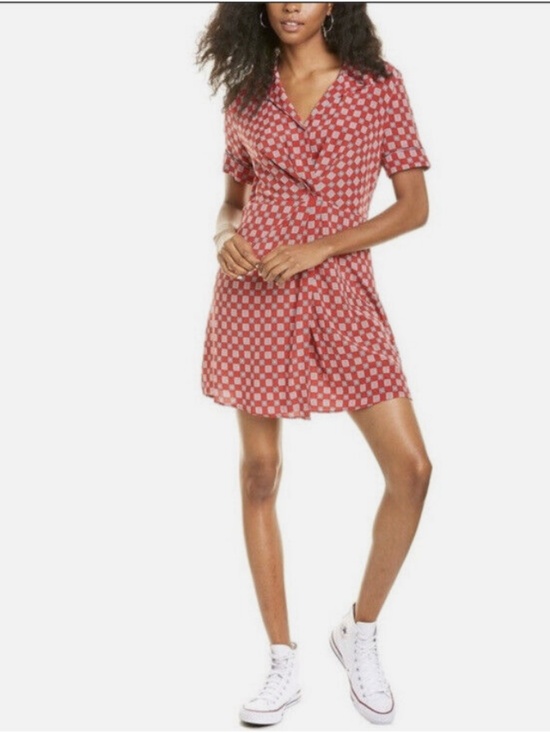 Sandro Dresses & Skirts - Sandro Red Geometric Print Silk Mini Dress Size 4
